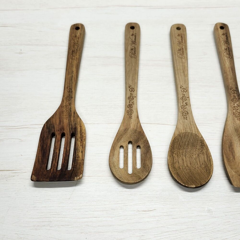 The Pioneer Woman 7-Piece Acacia Wood Kitchen Cooking Utensil Set Spoons & Spatu - Picture 5 of 12